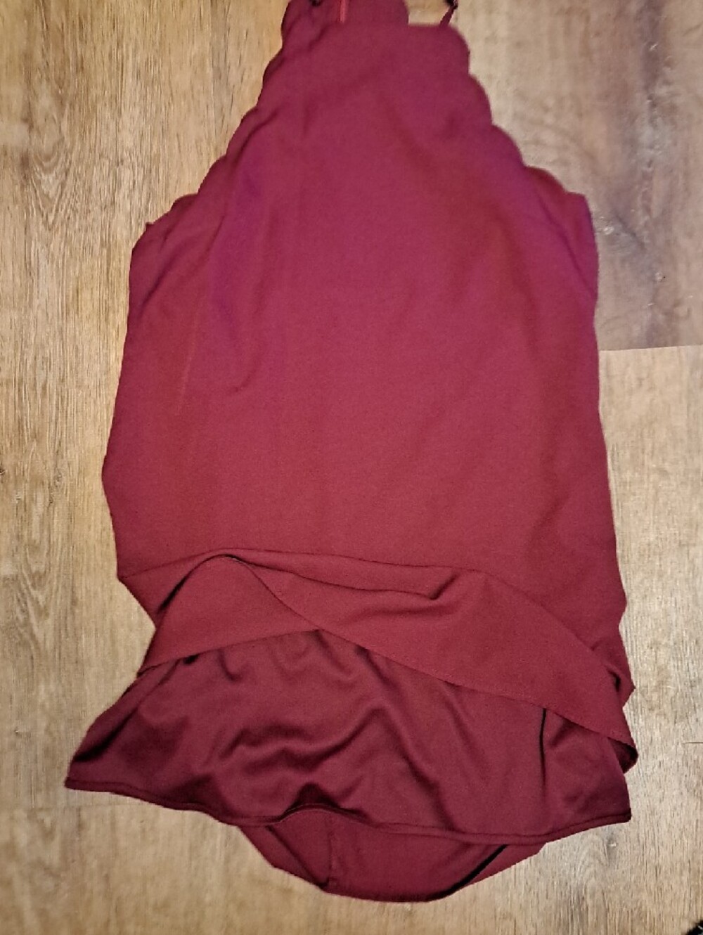 Lulu's Sleeveless Wine-Colored Scalloped Top Mini Dress Size M - Picture 8 of 9